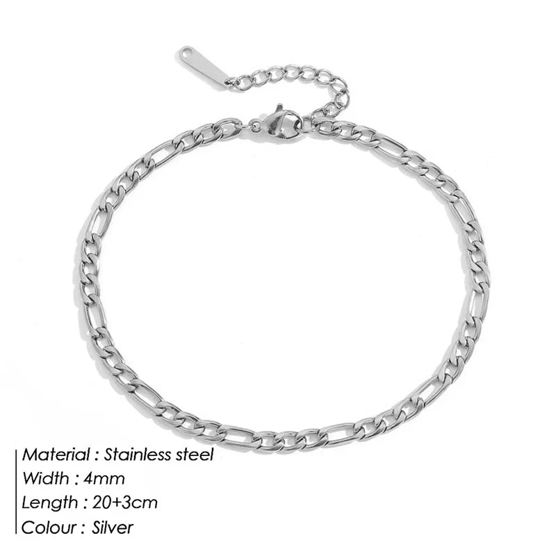 SUNIBI Stainless Steel Snake Chain Anklet for Women Summer Beach Gold Color Anklets Fashion Jewelry Dropshipping Wholesale