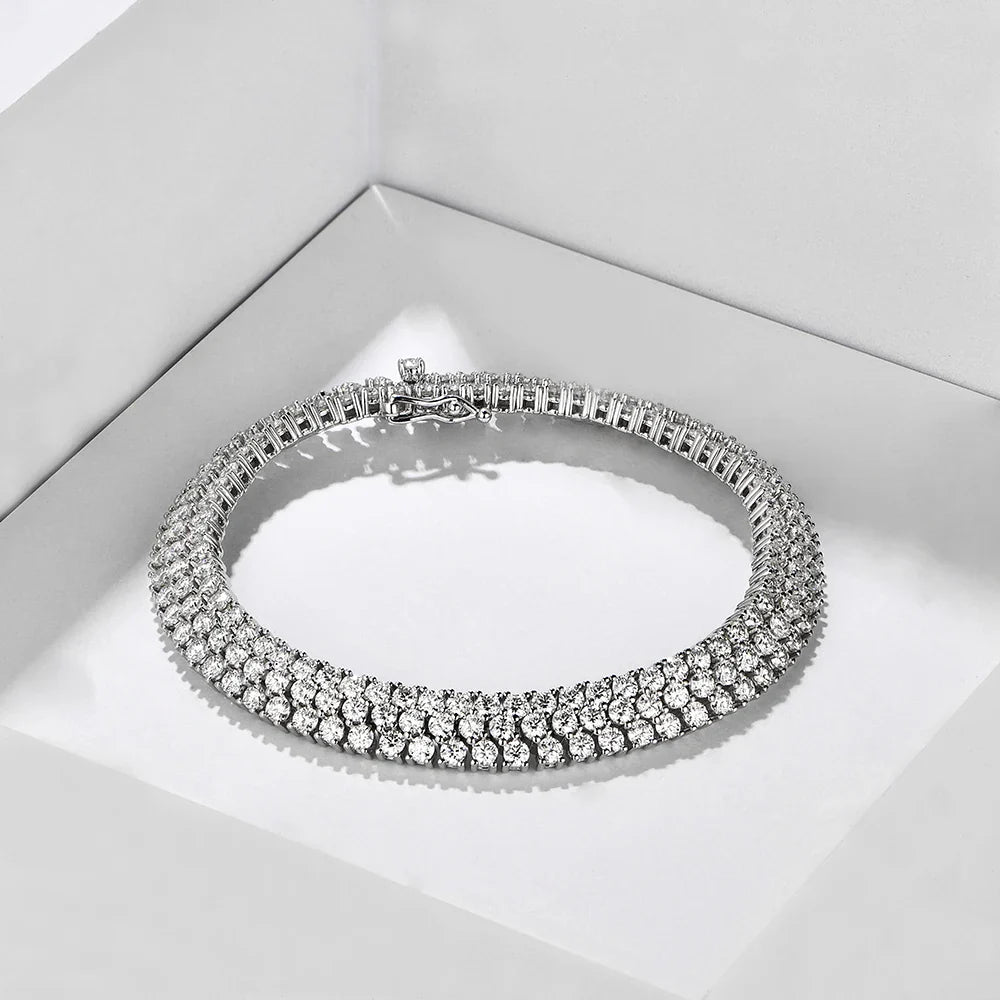 MINTYBOX S925 Sterling Silver All Moissanite Tennis Bracelet for Women D VVS1 Diamond Gold Plated Luxury Wedding Fine Jewelry