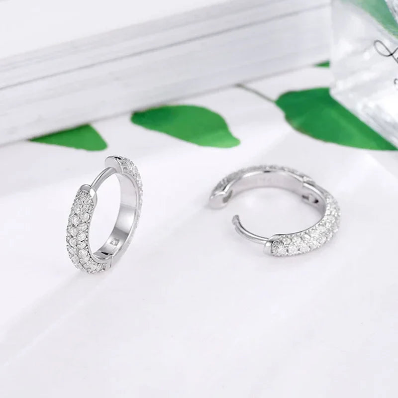 NeeTim Full Moissanite Diamond Earrings 925 Sterling Silver with Gold Plated Wedding Engagement Party Fine Jewelry for Women
