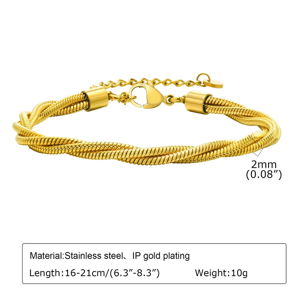 Statement Stainless Steel Chain Bracelet for Women, Vintage 18k Gold Plated Elegant Jewerlry