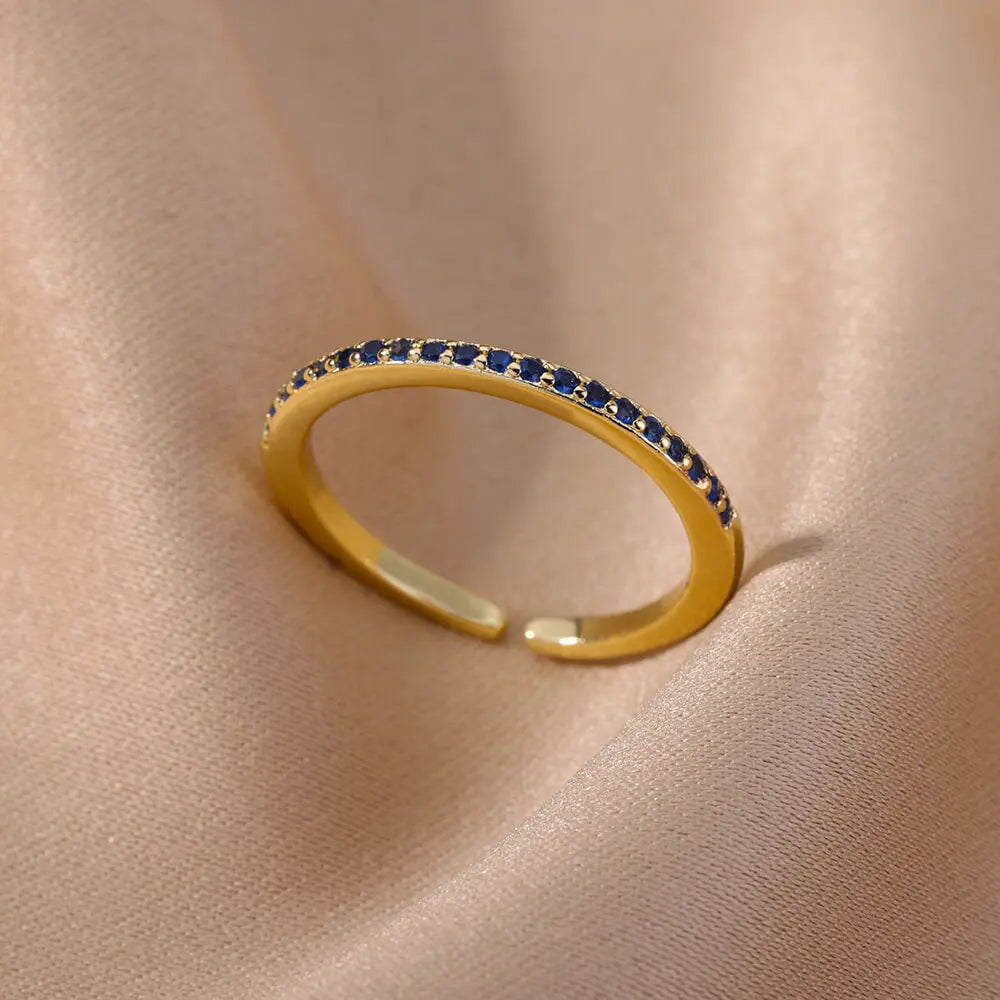 Colorful Zircon Rings For Women Gold Color Stainless Steel Fashion Cubic Zirconia Ring 2023 Trend Aesthetic Wedding Jewelry Gift