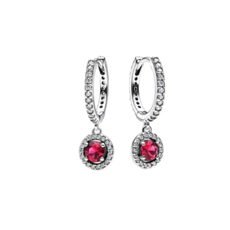 Christmas New 925 Silver Butterfly Blue Heart Red CZ Stud Earrings, Fit Women's Charm Jewelry Gifts Wedding
