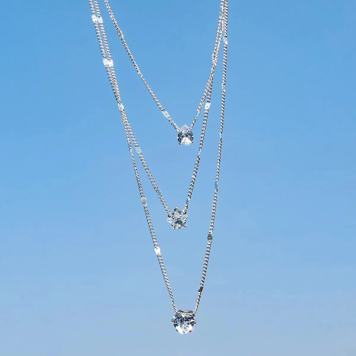 Trendy Zircon Pendant Necklace For Women Multilayer Chain Choker Fashion Female Party Shiny Jewelry Gift