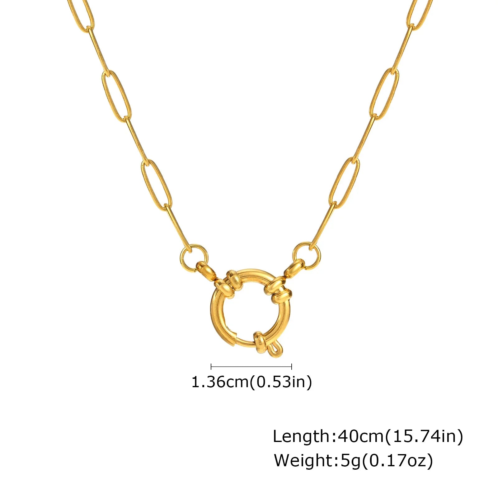 Paperclip Chain Choker Necklace, Women's Stainless Steel Spring Buckle Penddant Necklace, Waterproof 18k Gold Plated Jewelry