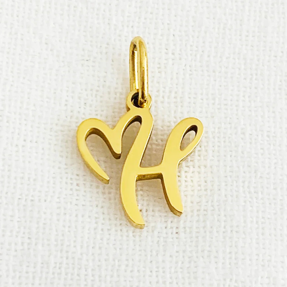 SUNIBI Heart Art Initial Alphabet Pendant DIY Name Customized Birthday Gift Stainless Steel Women Fashion Jewelry A-Z Wholesale