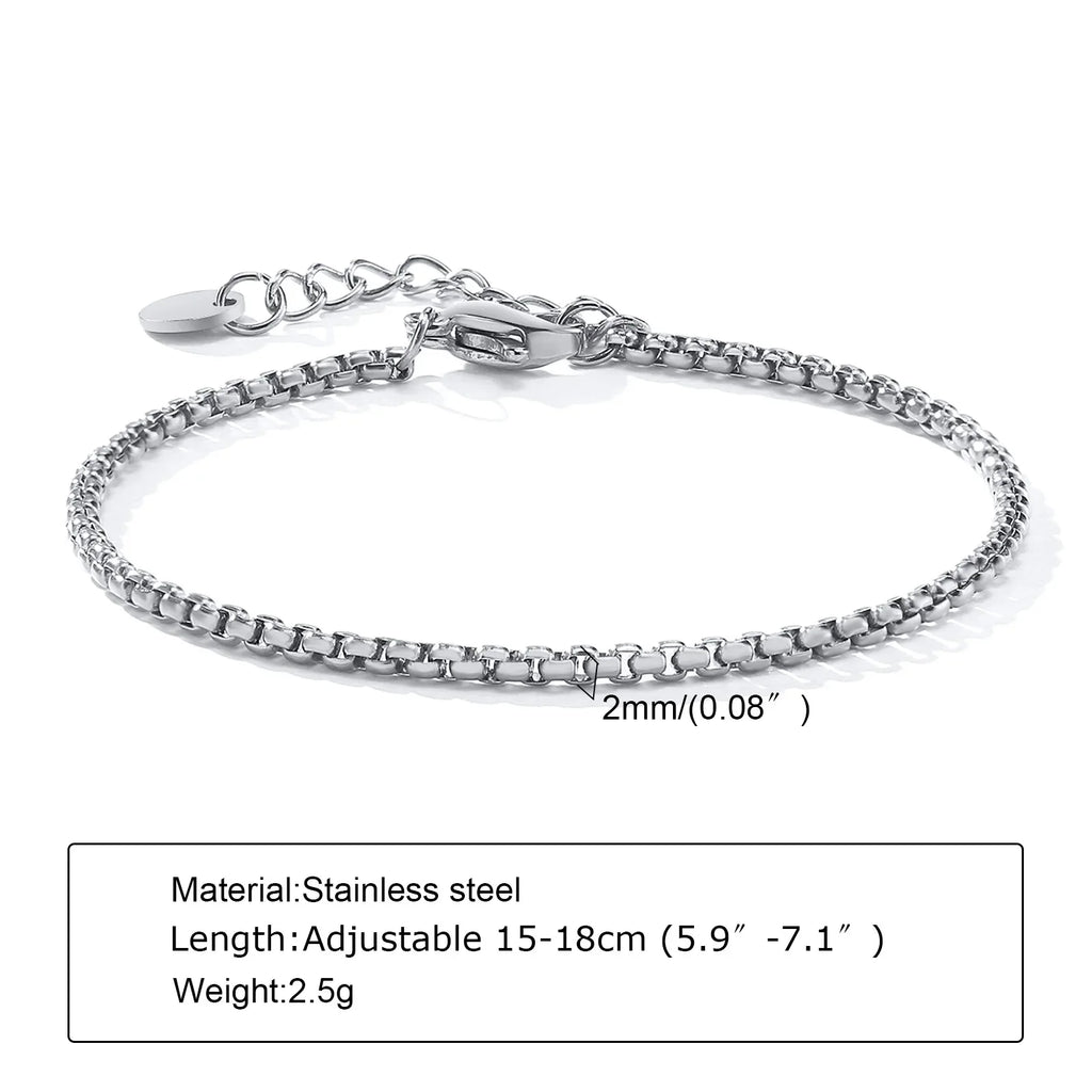 Women Chain Bracelet Silver Color, Stainless Steel Link Stackable Bracelets, Layered Fashion Accessories Gifts
