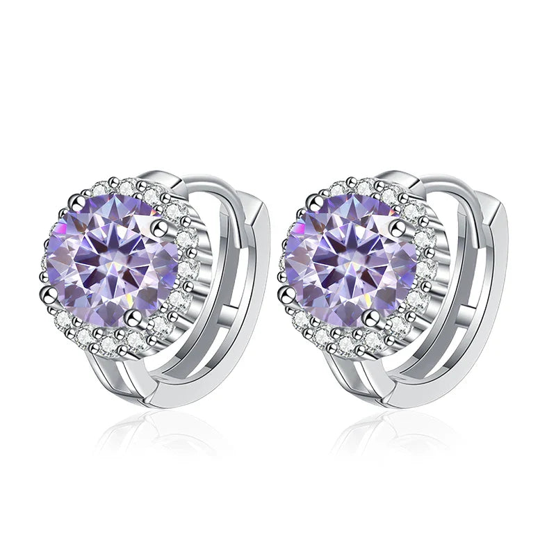 NeeTim 0.5ct 1ct Pink Moissanite Earrings Women S925 Silver Black Blue Green Grey Rainbow Lab Diamond Wedding Studs Earring