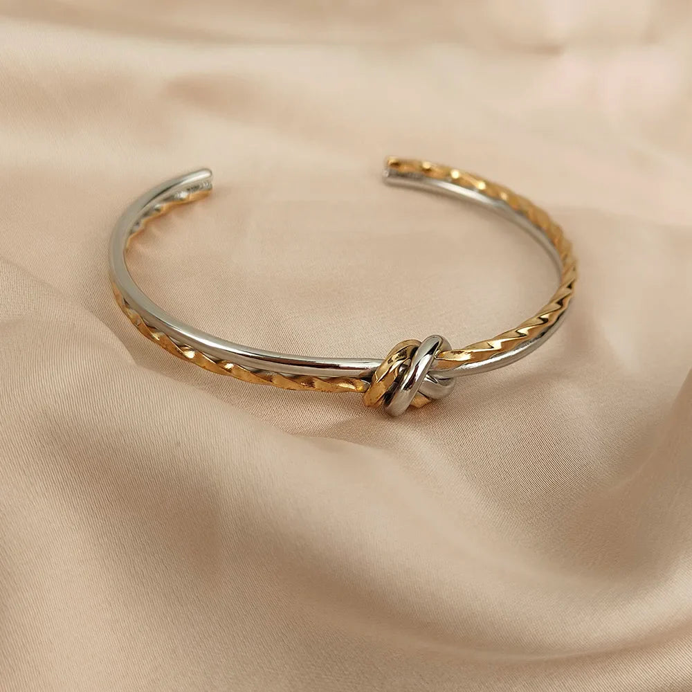Women's Bangles Twisted Wrap Knot Bracelet Punk Stainless Steel Jewelry for Men Women Wrist Cuff Bracelets Bangle Accessories
