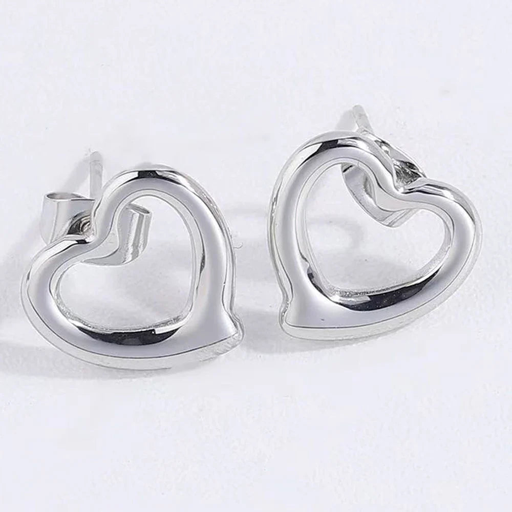 Aomogo Set INS Exquisite Love Fashion Stainless Steel Bracelet Earrings Necklace Pendant Set Women's Daily Goods Party Favors