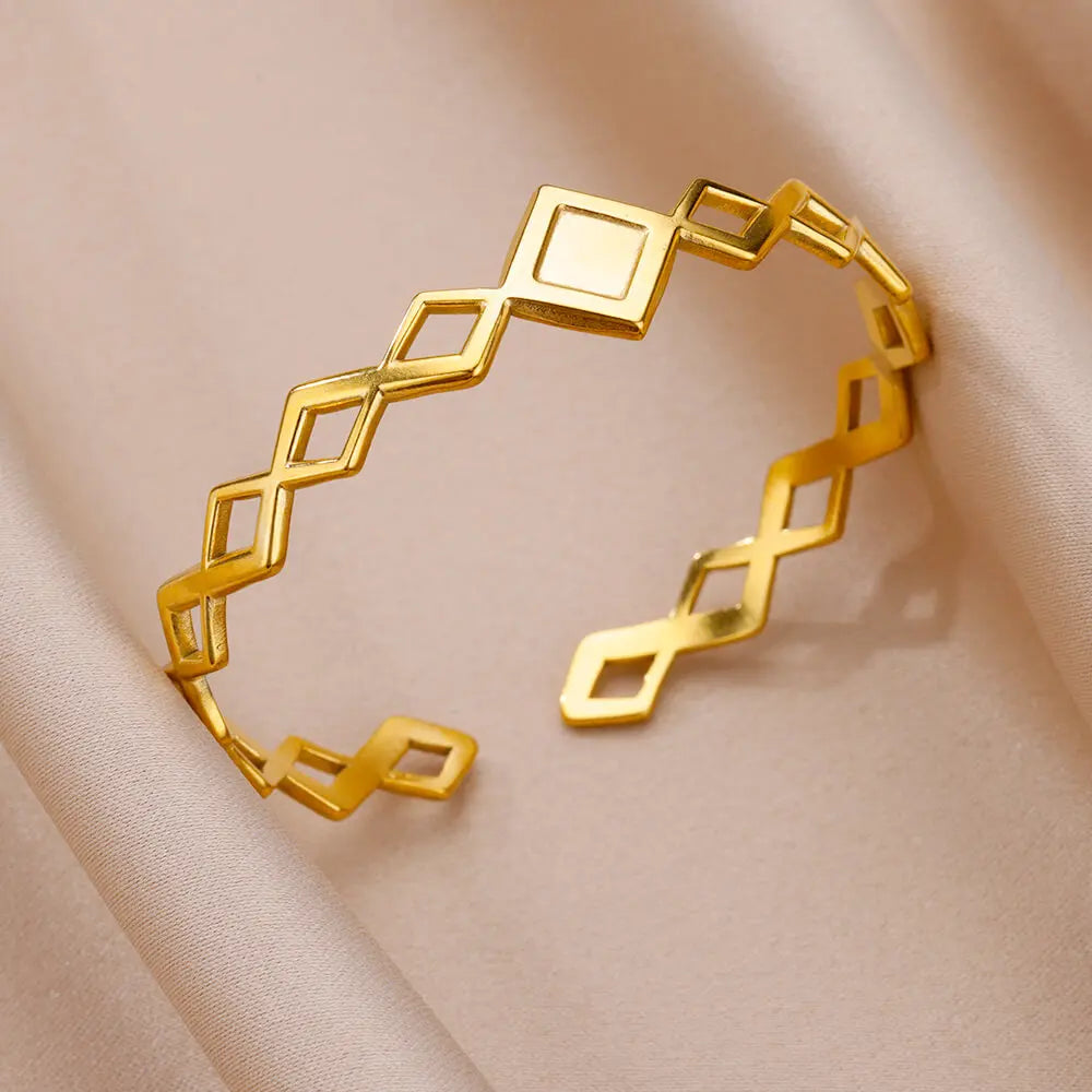 Snake Bangle Bracelet For Women Stainless Steel Opening Gold Plated Opening Bangle Animal Aesthetic Jewelry pulseras mujer