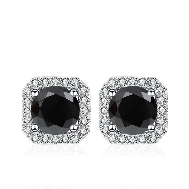 NeeTim 0.5ct 1ct Pink Moissanite Studs Earrings for Women 925 Sterling Silver Black Blue Grey Sparkling Lab Diamond Stud Earring