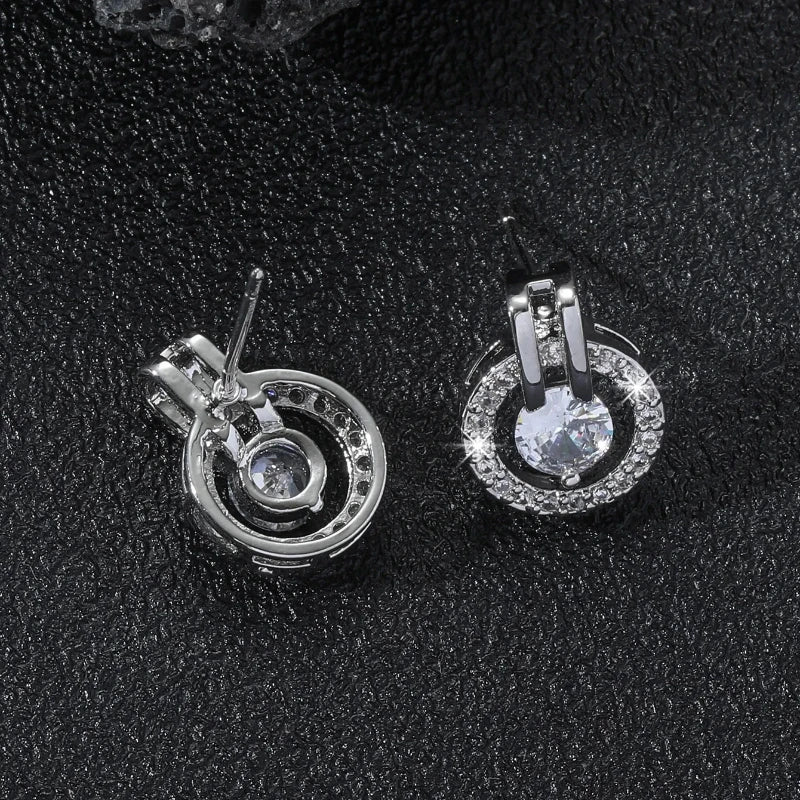 Exquisite Fashion Chic Round Zircon Earrings Casual Ins Assorted Niche High-grade Sense Selling Elegant Accessories