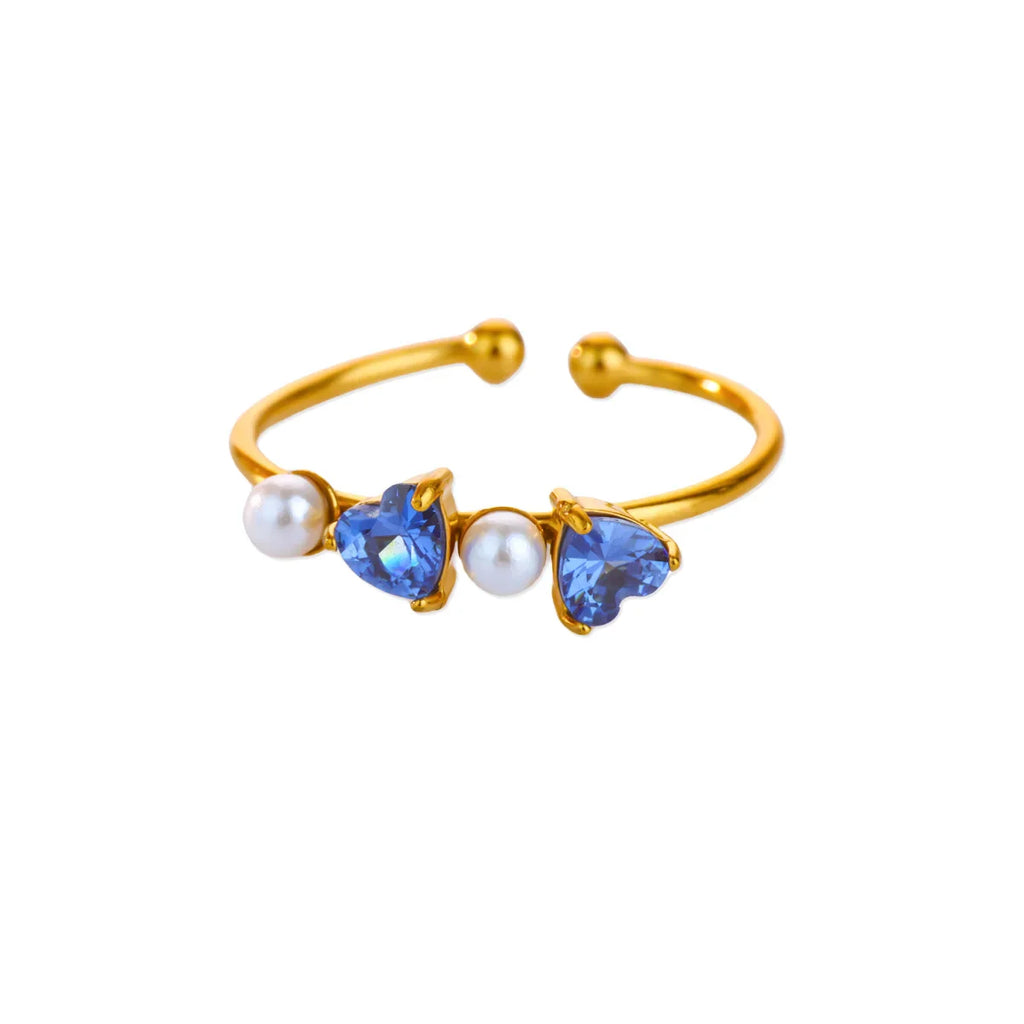 Stainless Steel Four Leaf Clover Rings For Women Gold Color Zircon Opening Couple Ring Aesthetic Wedding Bohemian Jewelry Gift
