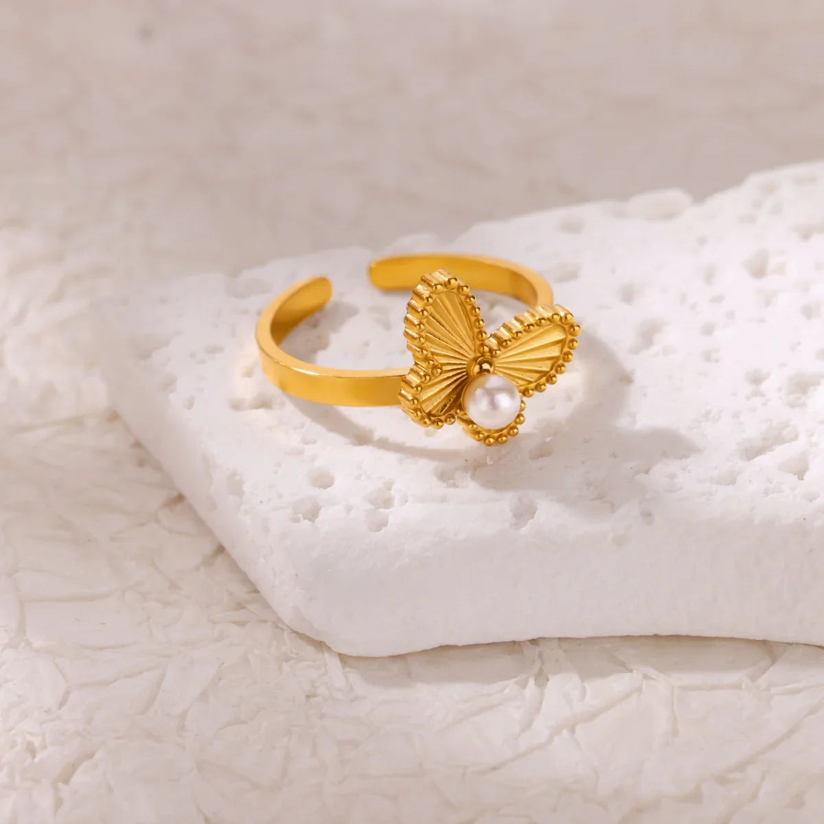 Fashion Luxury Zircon Butterfly Rings for Women Stainless Steel Open Finger Ring Trendy Wedding Party Aesthetic Jewelry Gift