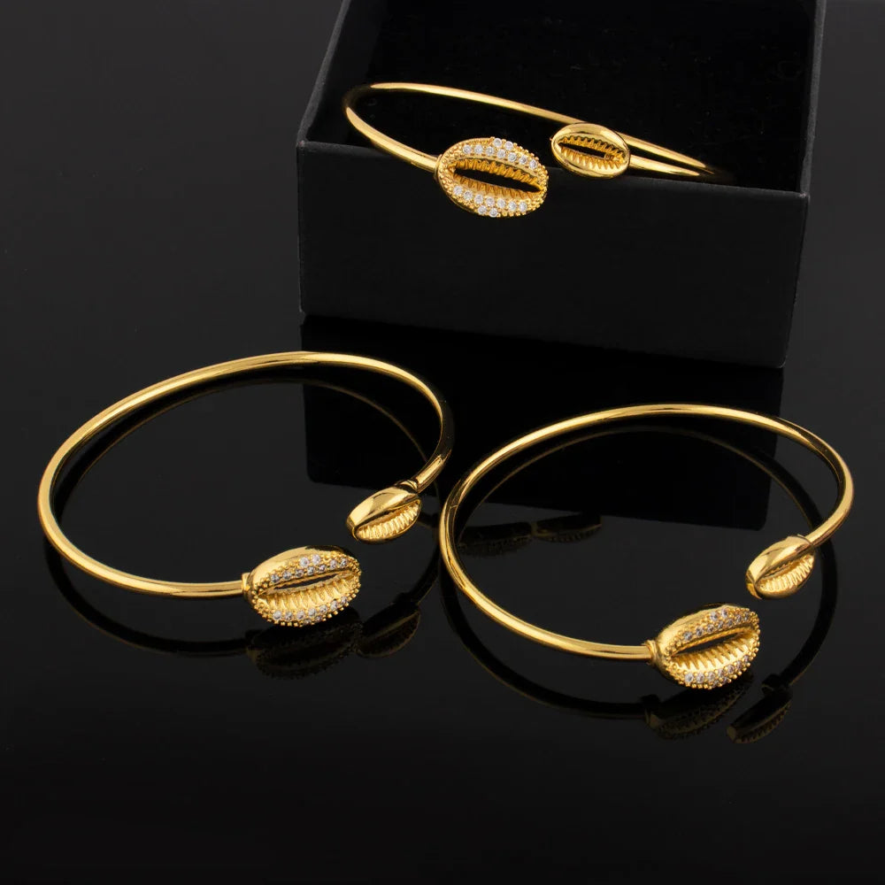 Ocean Shell Bracelet Rings Colorfast Stain-Free Jewelry 18K Gold Color Map of Africa Jewelry Accessories Anniversary Gifts