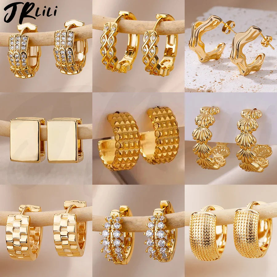 Trendy C-Shape Earrings For Women Stainless Steel Geometric Piercing Stud Earring 2024 New Fashion Party Jewelry Accessories