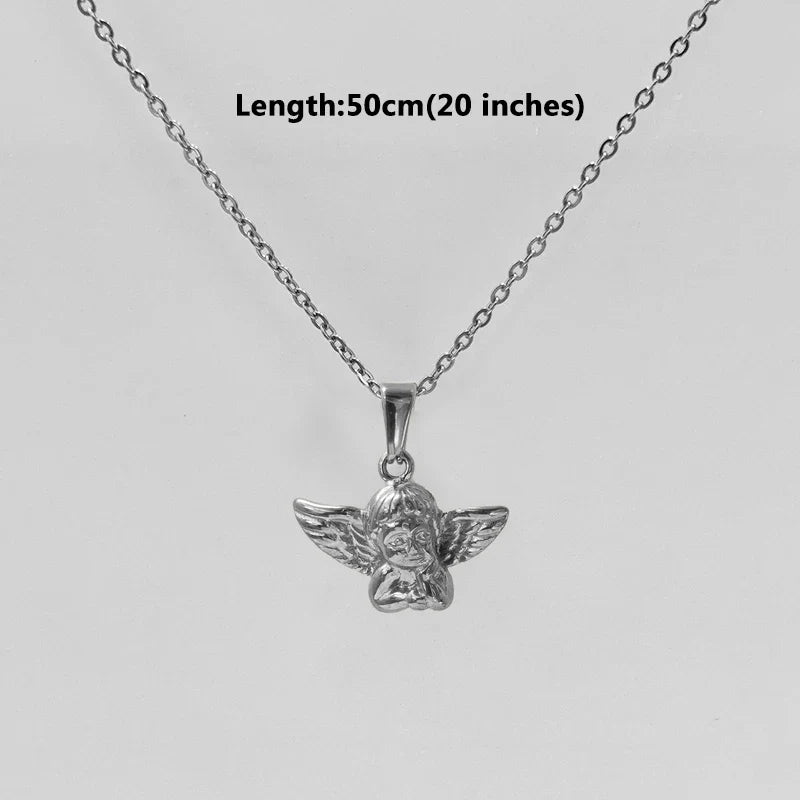 Stainless Steel Angel Pendant Premium Quality Tarnish Free Fashionable Necklace Charm For Women Men