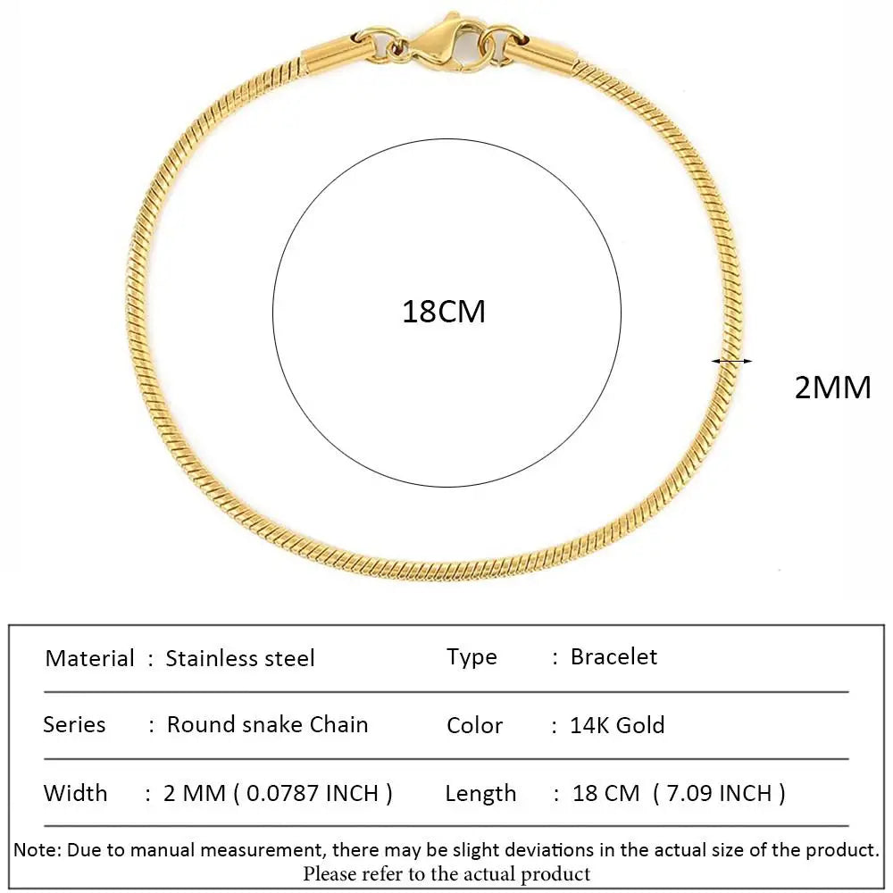 SUNIBI Classic Snake Chain Bracelets for Women Trend  Fashion Stainless Steel Cuban Chain Bracelet Trendy Woman Gifts Jewelry