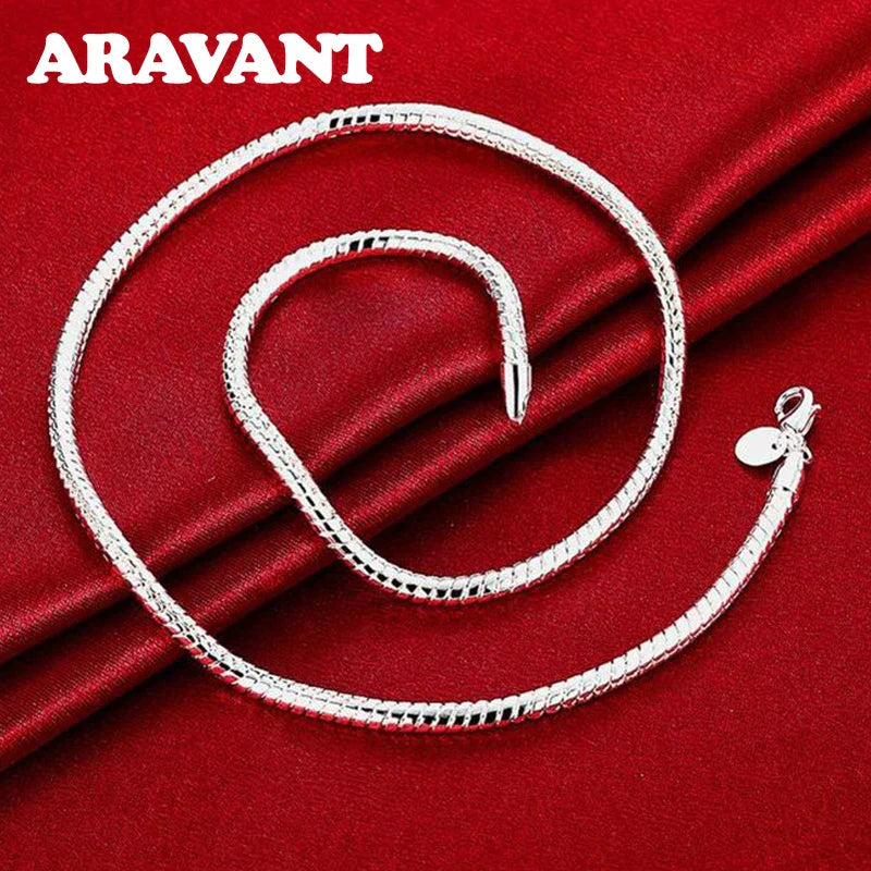 Aravant 925 Silver 1MM/2MM/3MM Snake Chain Necklace For Men Women Pendant Fashion Jewelry
