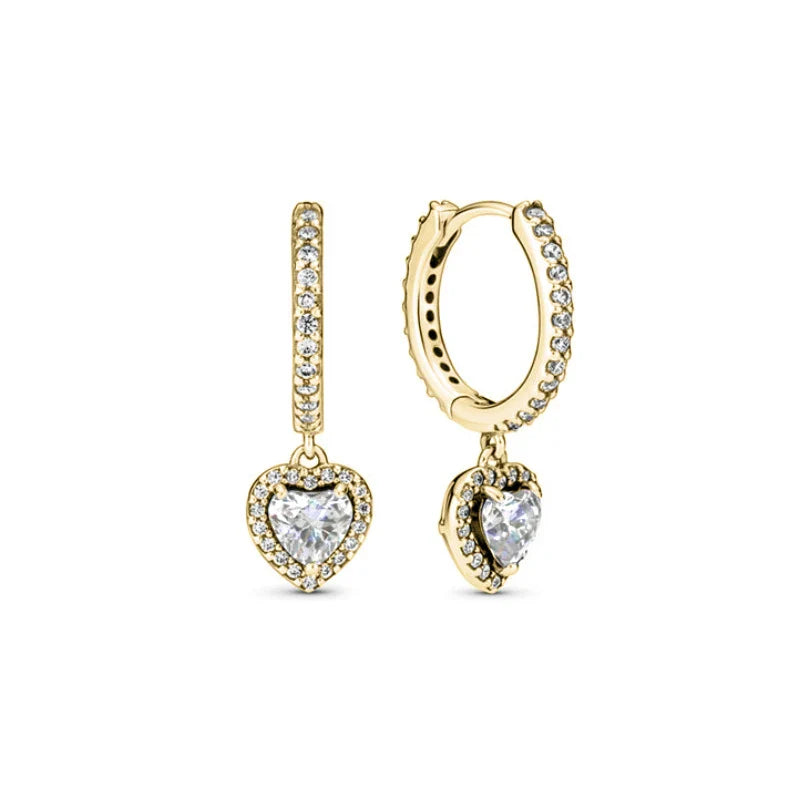 New S925 Silver Heart Stone Stud Earrings Suitable for Valentine's Day, Mother's Day, Anniversary Gift DIY Charm Jewelry