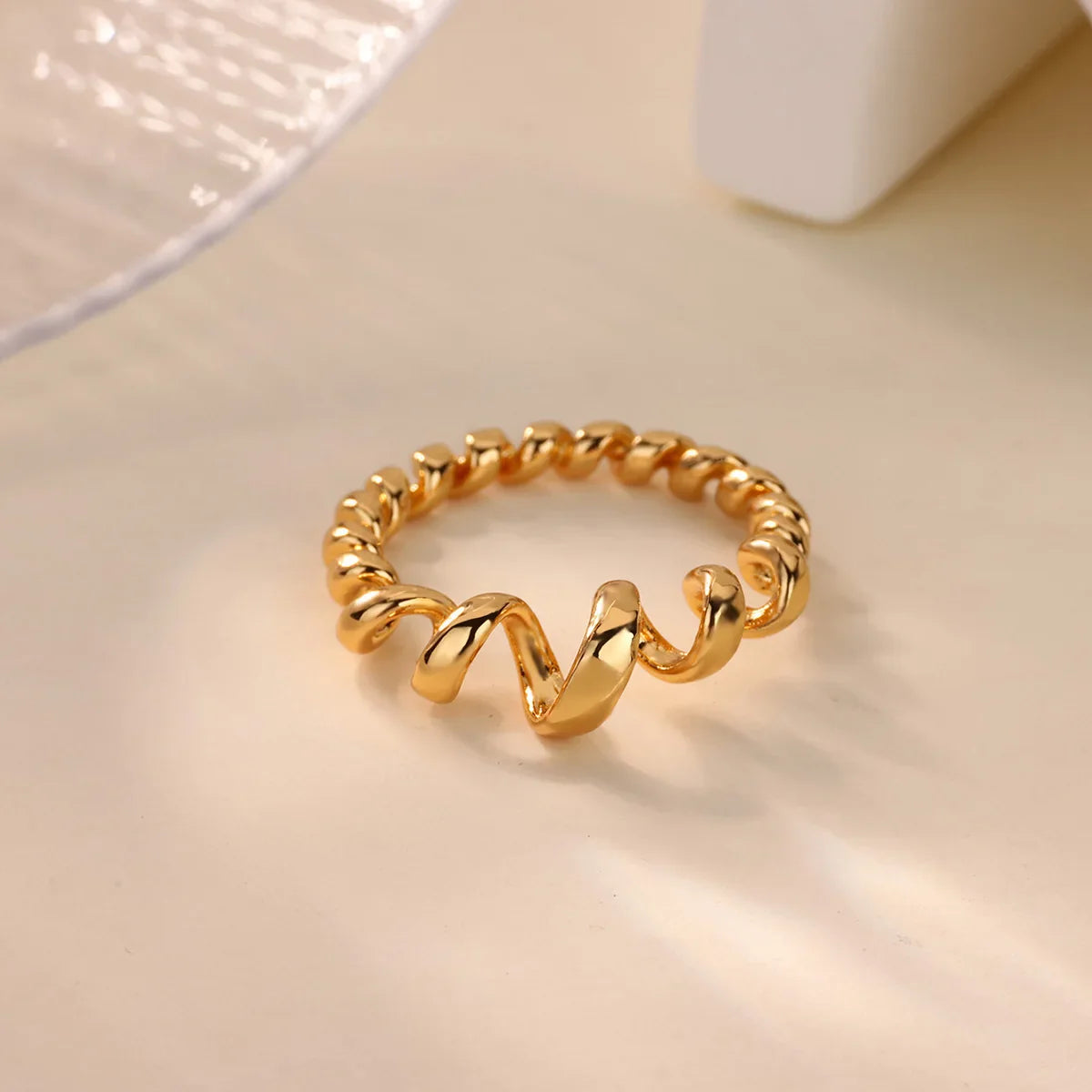 Luxury Zircon Geometric Twist Ring For Women Stainless Steel Gold Color Vintage Finger Ring 2026 Fashion Wedding Couple Jewelry
