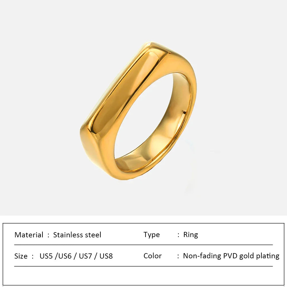 SUNIBI Stainless Steel Ring for Women 5mm Gold Color Custom Lover Couple Rings Gift Fashion Jewelry Wholesale/Dropshipping