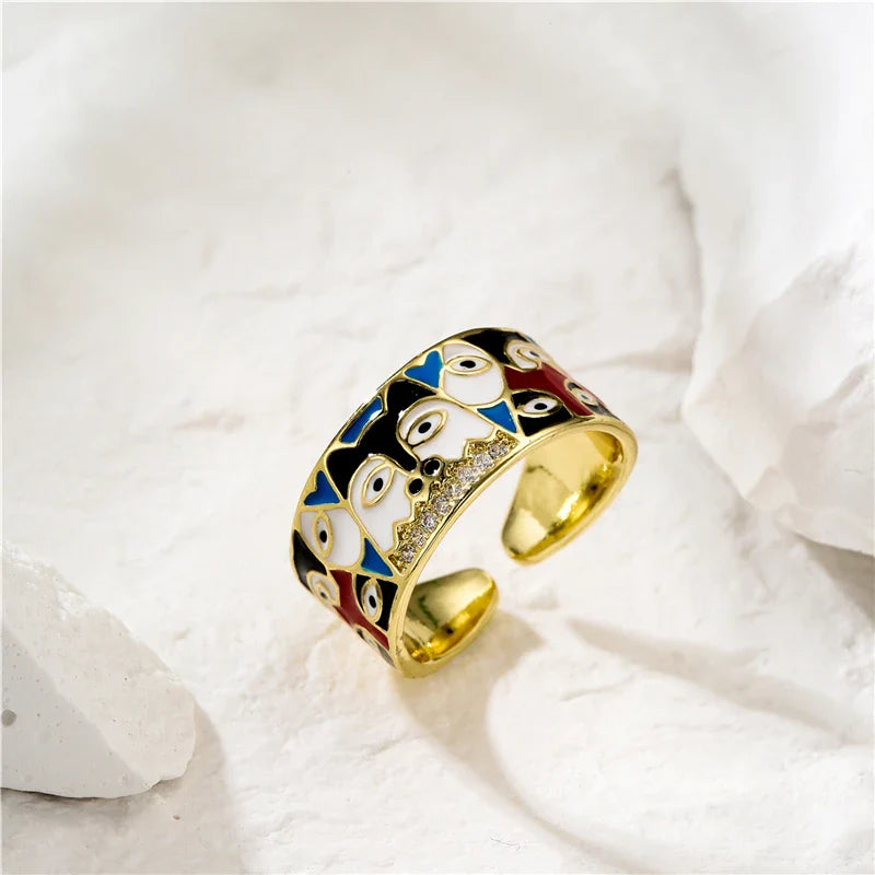 NEWBUY 2024 New Rings For Women White CZ Handmade Enamel Lovely Cat Unique Trendy Ring Party Fashion Jewelry