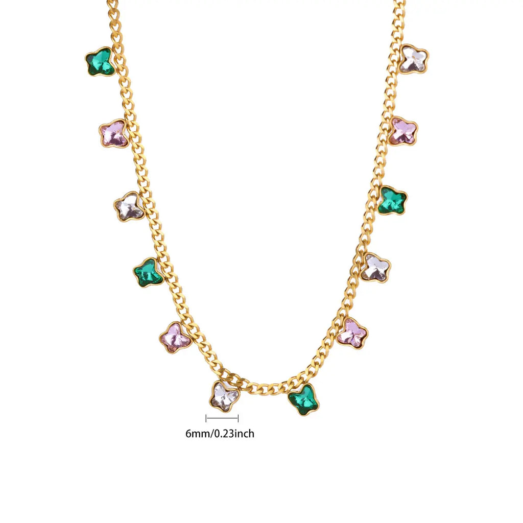 Luxury Zircon Butterfly Pendant Necklaces For Women Stainless Steel Gold Color Chain Collar Necklace 2025 New Wedding Jewelry