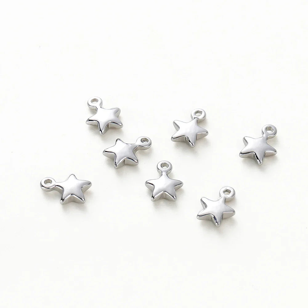 20pcs/lot 5x7MM Hole 1.0MM 14K 18K Gold Color Plated Brass Small Star Charms High Quality Pentant For Diy Jewelry Accessories