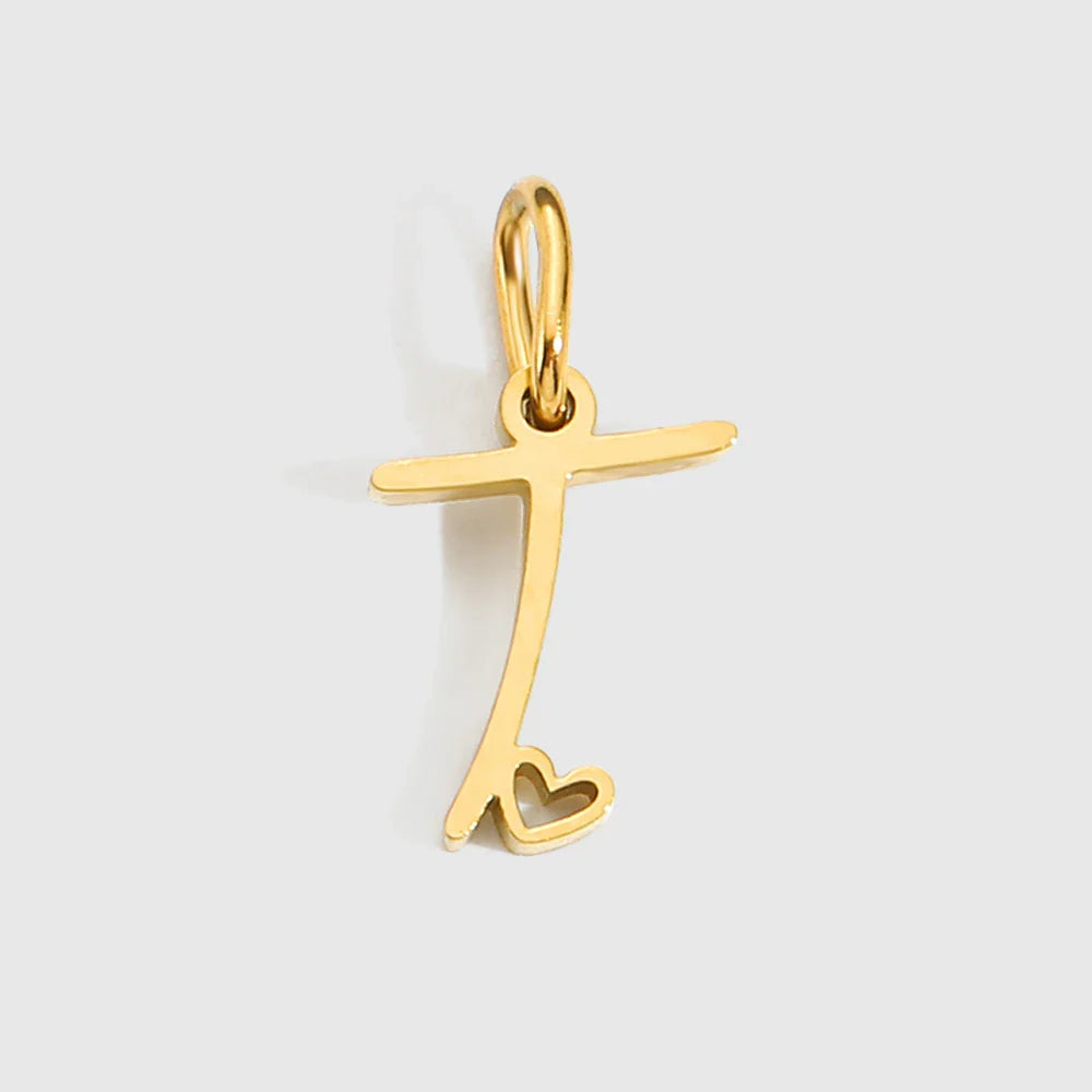Personalized Stainless Steel Heart Alphabet Pendant DIY Accessories for Necklace Woman Men Jewelry Initials Birthday Gift A-Z