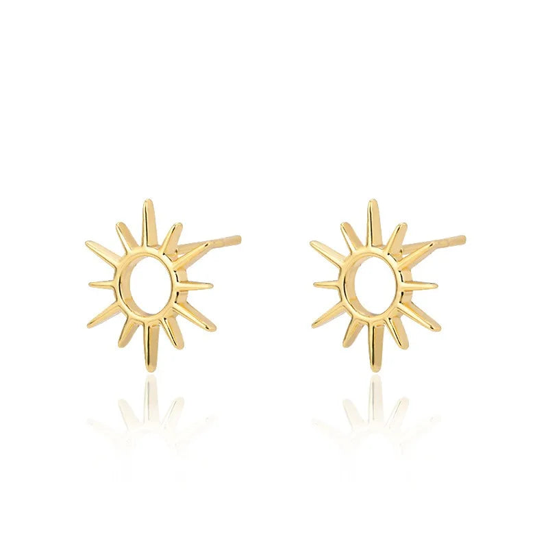 Vintage Stainless Steel Sun Earrings For Women Bohemian Sun Shine Earrings Irregular Fan Shaped Earrings Jewelry Party Gifts