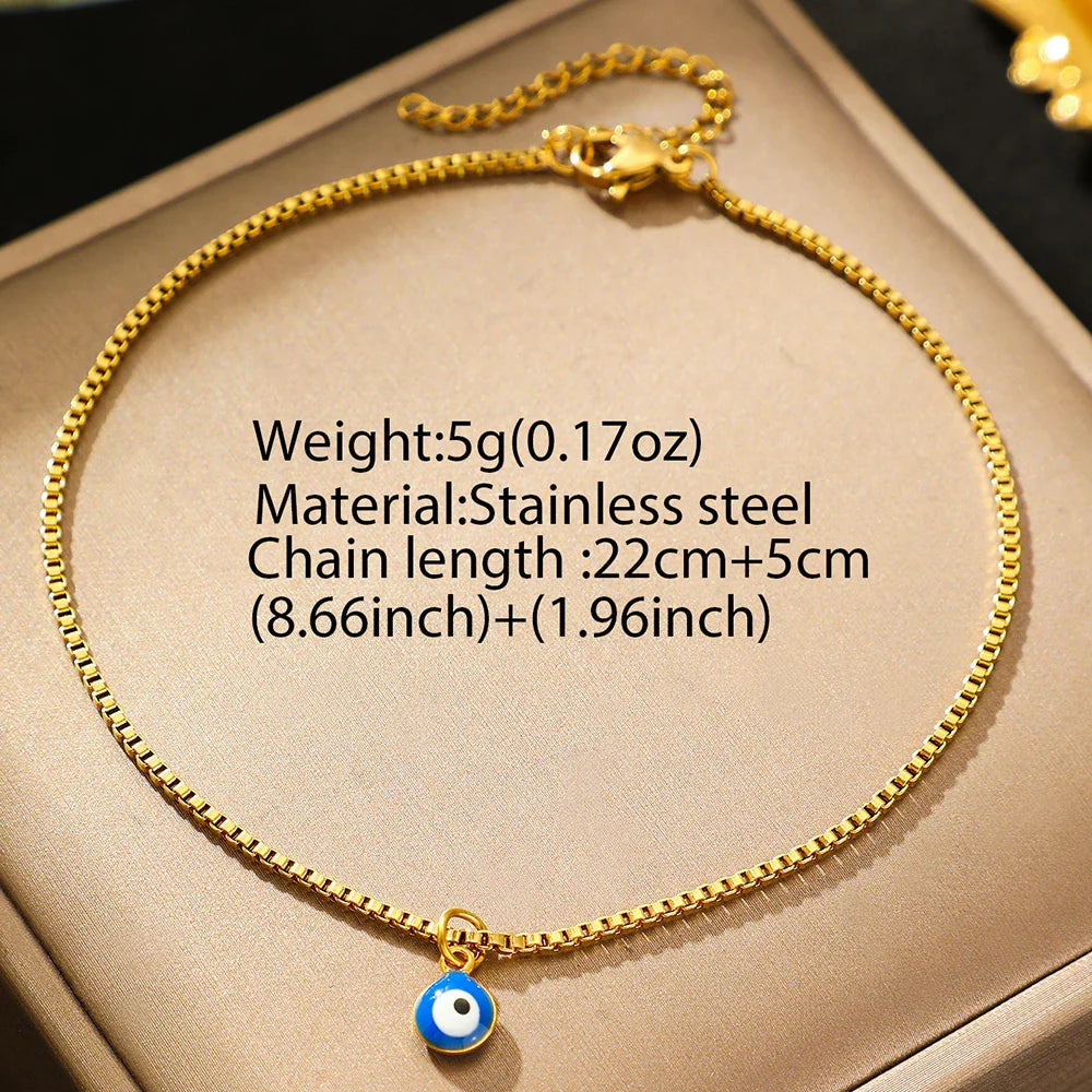 Stainless Steel anklet New personalized design Designs Acrylic Blue Eye Pendant subtlety anklet For Women Jewelry Party Gifts