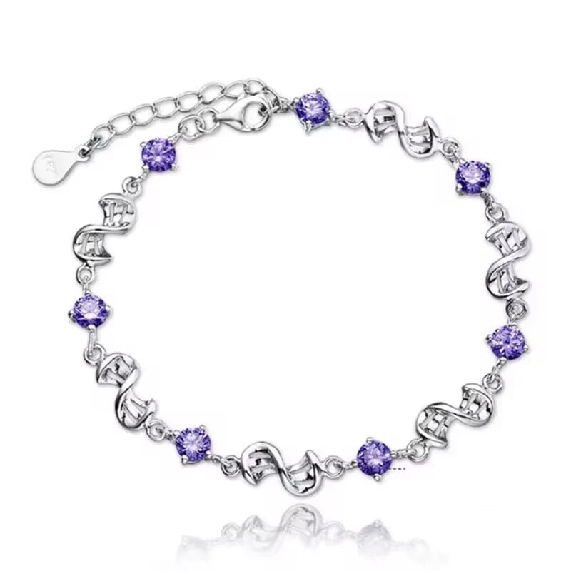 925 Sterling Silver Heart Shaped Bracelet For Women Retro Korean Versatile Blue Crystal Charm Bracelets Original Party Jewelry