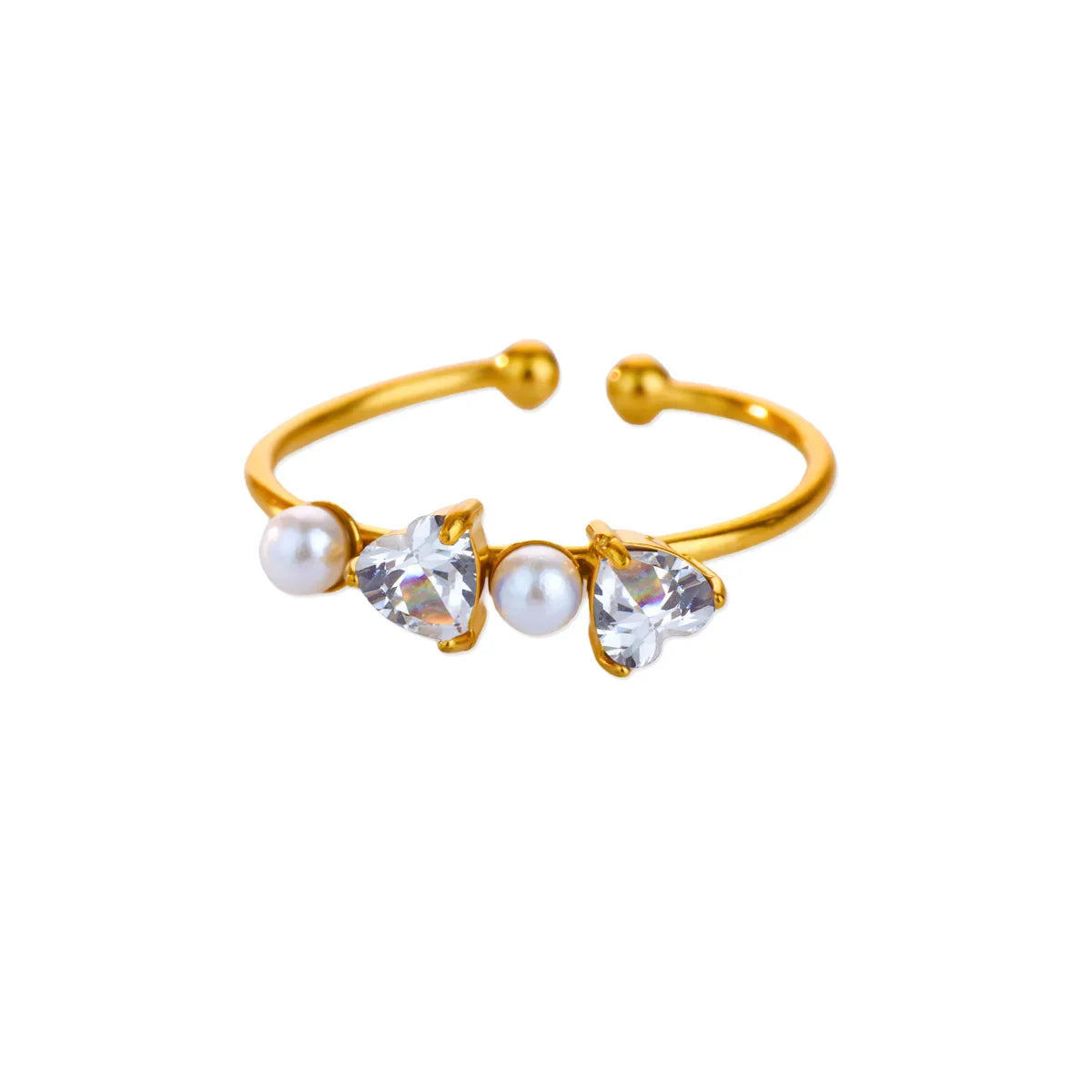 Stainless Steel Four Leaf Clover Rings For Women Gold Color Zircon Opening Couple Ring Aesthetic Wedding Bohemian Jewelry Gift