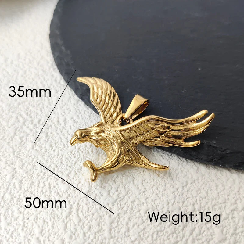 18K Gold Plated Stainless Steel Eagle Pendant, Eye catching, Must - have for Hip Hop Lovers, Suits Nightclubs & Casual Outfits