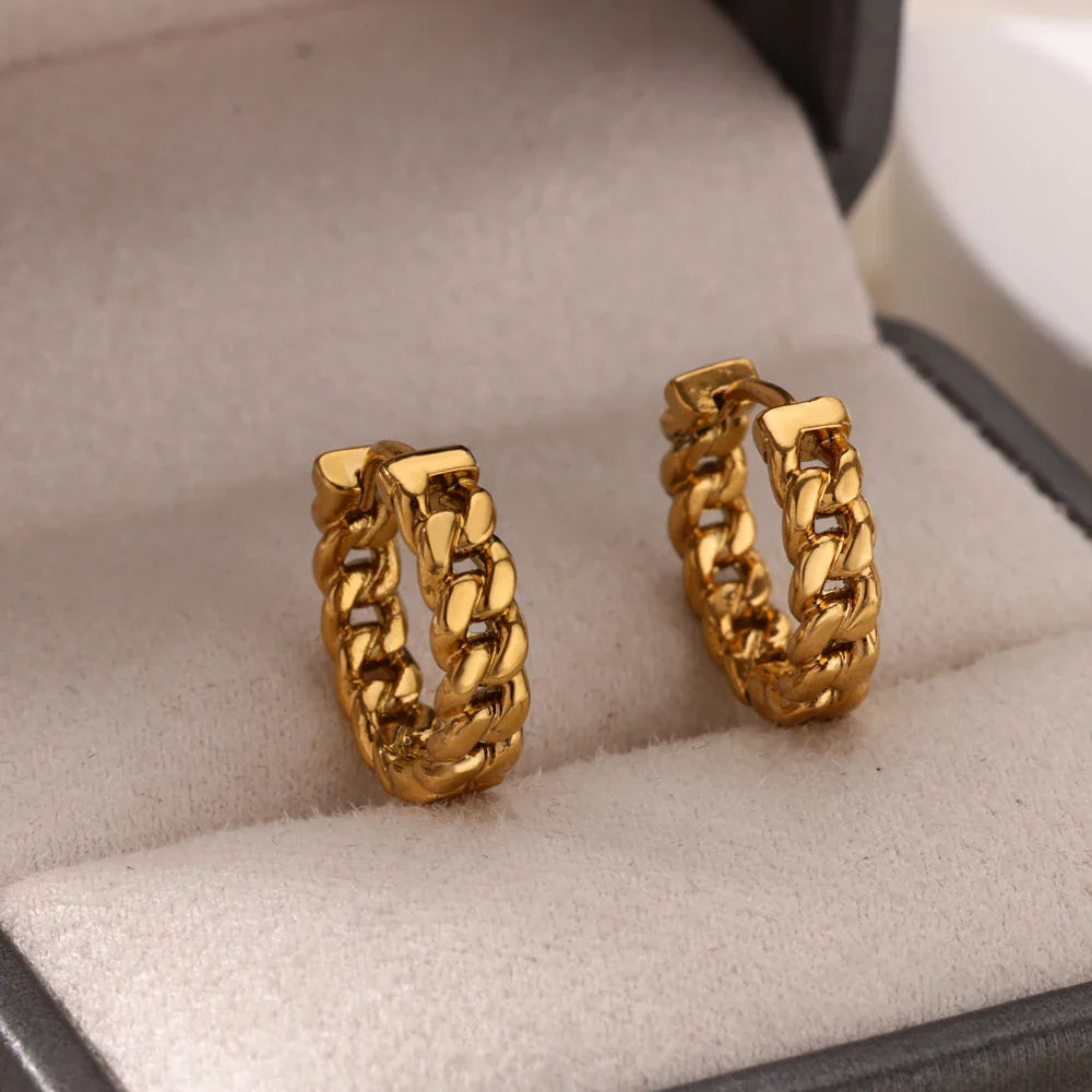 Stainless Steel Chain Earrings For Women Gold Color Geometric Chain Earring Female Fashion Party Wedding Jewelry Gift BFF