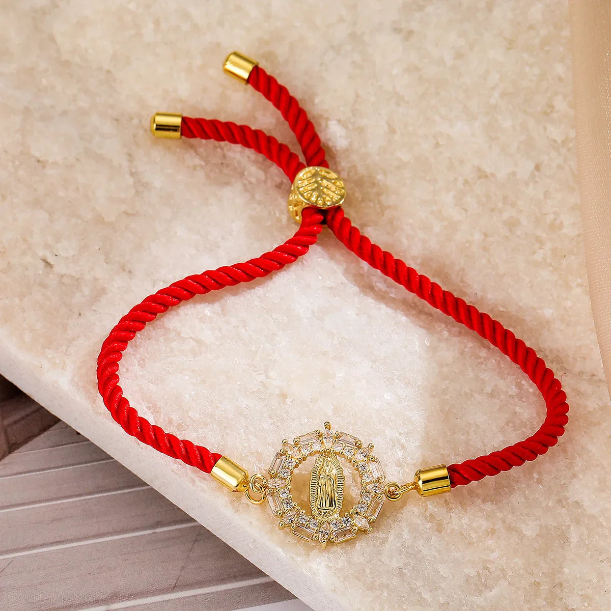 NEWBUY 2026 Fashion Gold Color Box Chain Virgin Mary Charm Bracelets For Women Shiny CZ Zircon Jewelry