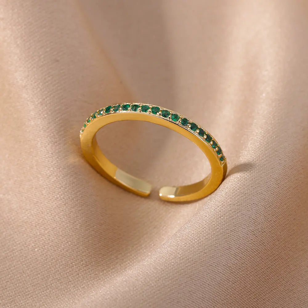 Colorful Zircon Rings For Women Gold Color Stainless Steel Fashion Cubic Zirconia Ring 2023 Trend Aesthetic Wedding Jewelry Gift