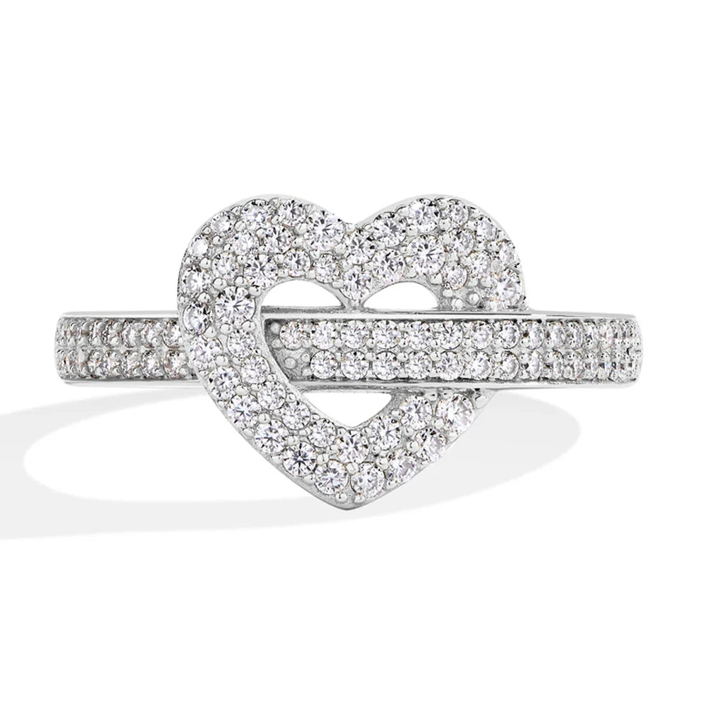 MINTYBOX S925 Silver Moissanite Rings for Women 0.568ctw D/VVS1 Lab Diamond Heart Ring 18K Gold Plated  Wedding Fine Jewelry