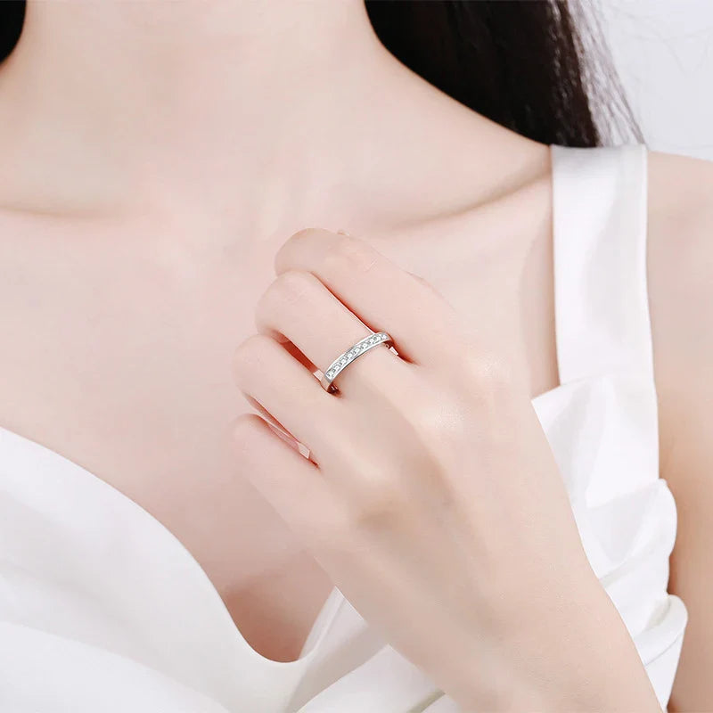 NeeTim 2mm Moissanite Ring for Women 925 Sterling Silver Rings with Gold Plated Wedding Bridal Proposal Promise Engagement Band