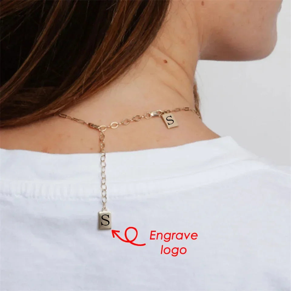 SUNIBI Custom Logo Tags Stainless Steel Charms for Necklace Bracelets 6 Sizes to Choose Jewelry