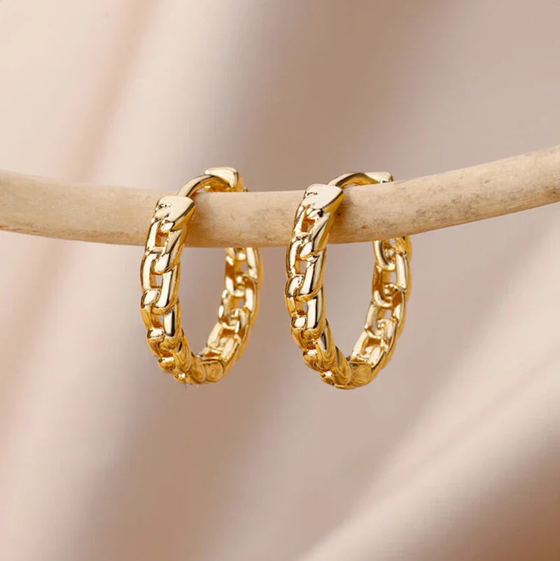 Stainless Steel Hoop Earrings For Women Gold Color Fashion Pearl Piercing Earring 2023 Trend New Luxury Jewelry aretes mujer
