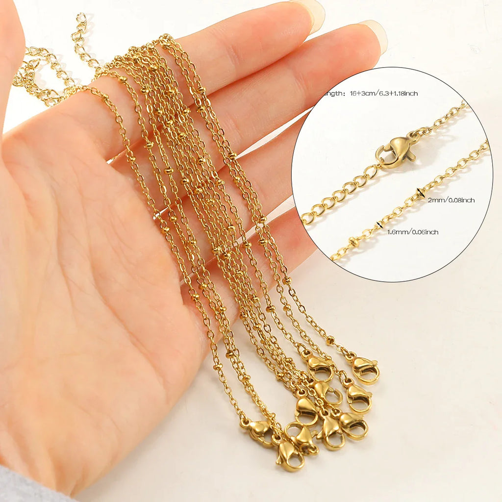 10pcs/set Stainless Steel Gold Color Necklace For Women 45cm Chain DIY Jewelry Accessories Making Materials Handmade Supplies