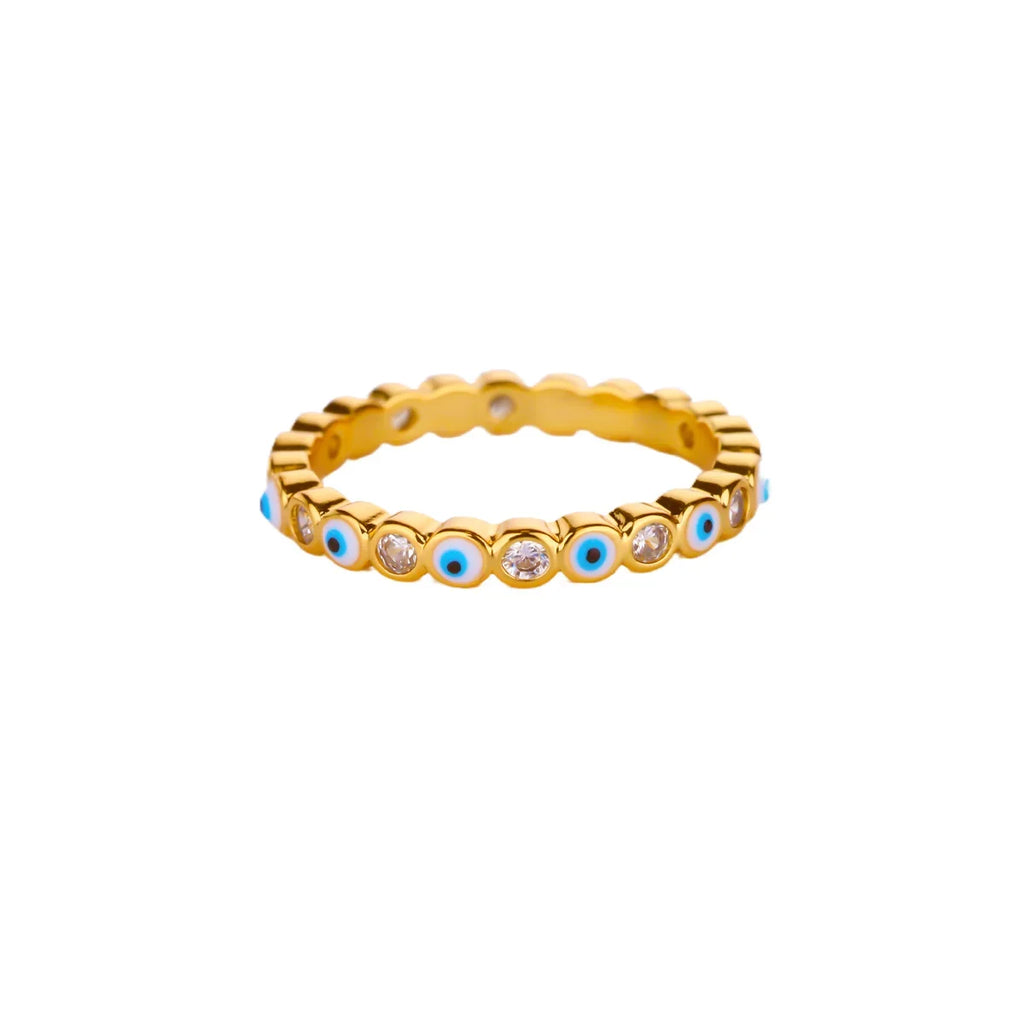 Stainless Steel Tiny Zircon Rings For Women Exquisite Gold Color Sun Double-Layer Ring Punk Hip-Hop Accessory Bague Jewelry Gift