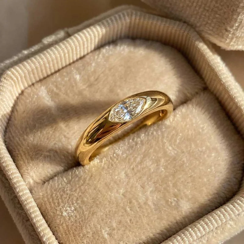 925 Sterling Silve Hot Sale Wedding Bands Women Rings with Marquise Cubic Zirconia Simple and Elegant Female New Trendy Jewelry