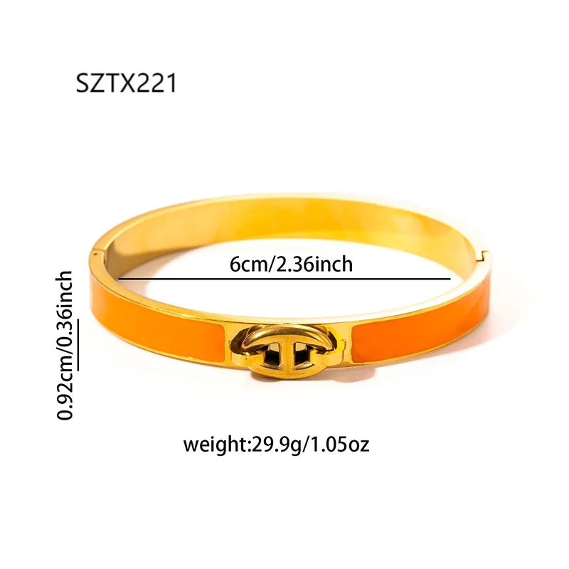 1PCS H-shaped Pig Nose Bracelet Stainless Steel Fashionable And Versatile Enamel Drip Rubber Bracelet Women's Jewelry
