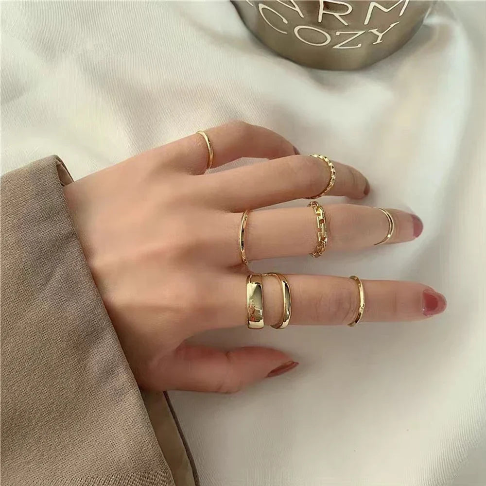The Tide Cool Ring Set Female Korean Ring Ring Net Red Jewelry Not Fade Color Ring Cold Wind Hip Hop Index Finger Ring