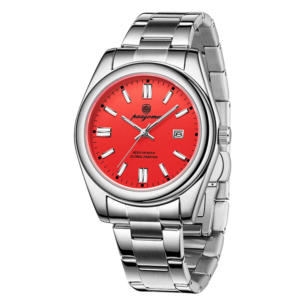 PAAZOMU Classic Casual Quartz Watch Men Waterproof Luminous Dial Business Dress Wristwatch Comfortable Band Analog Display Gift