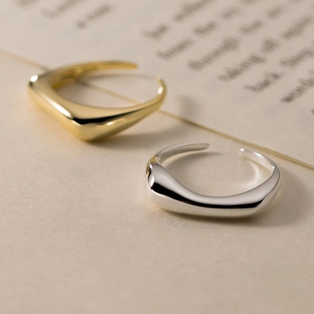 925 Sterling Silver Geometry Arc-Shaped Open Rings For Women Engagement High Quality Jewelry Accessories Wholesale Jewellery