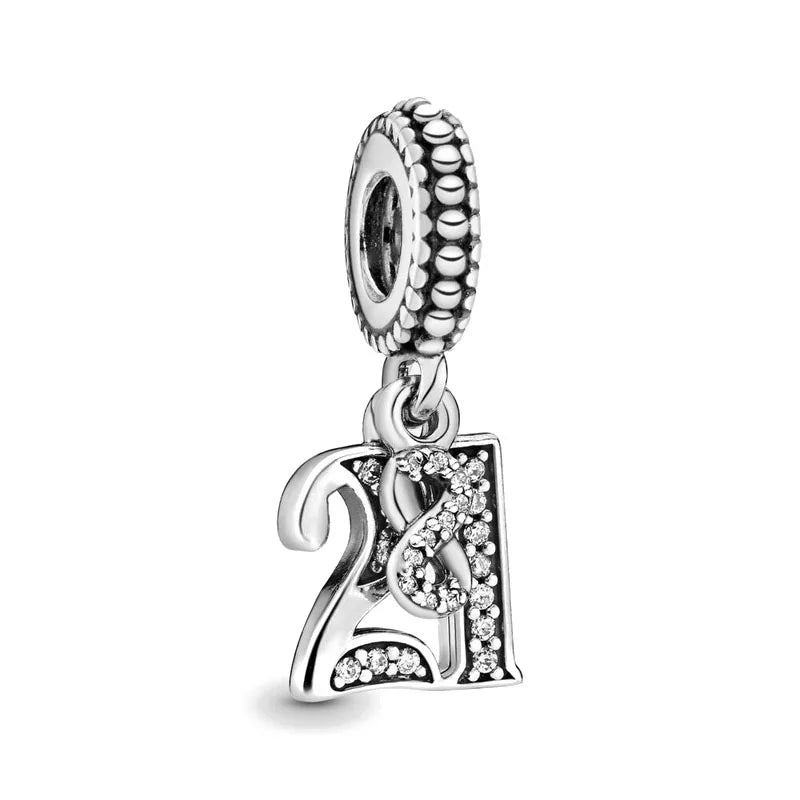 2026 New S925 Silver Robot Cross Digital Pendant, Suitable for Original Bracelets, DIY Accessories, Women's Charm Jewelry Gifts